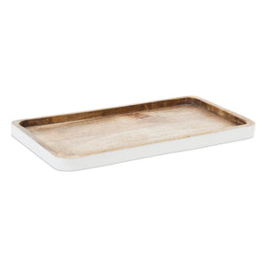 White Trimmed Wooden Tray (Set of 2)