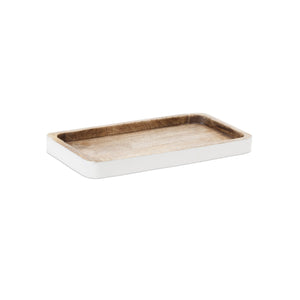 White Trimmed Wooden Tray (Set of 2)