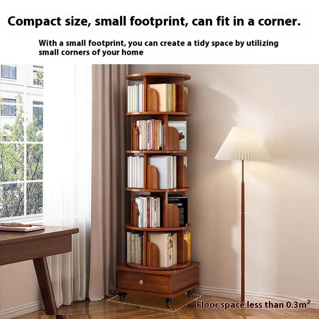 Upgraded Rotating Bookshelf - 360 Display Corner Bookcase