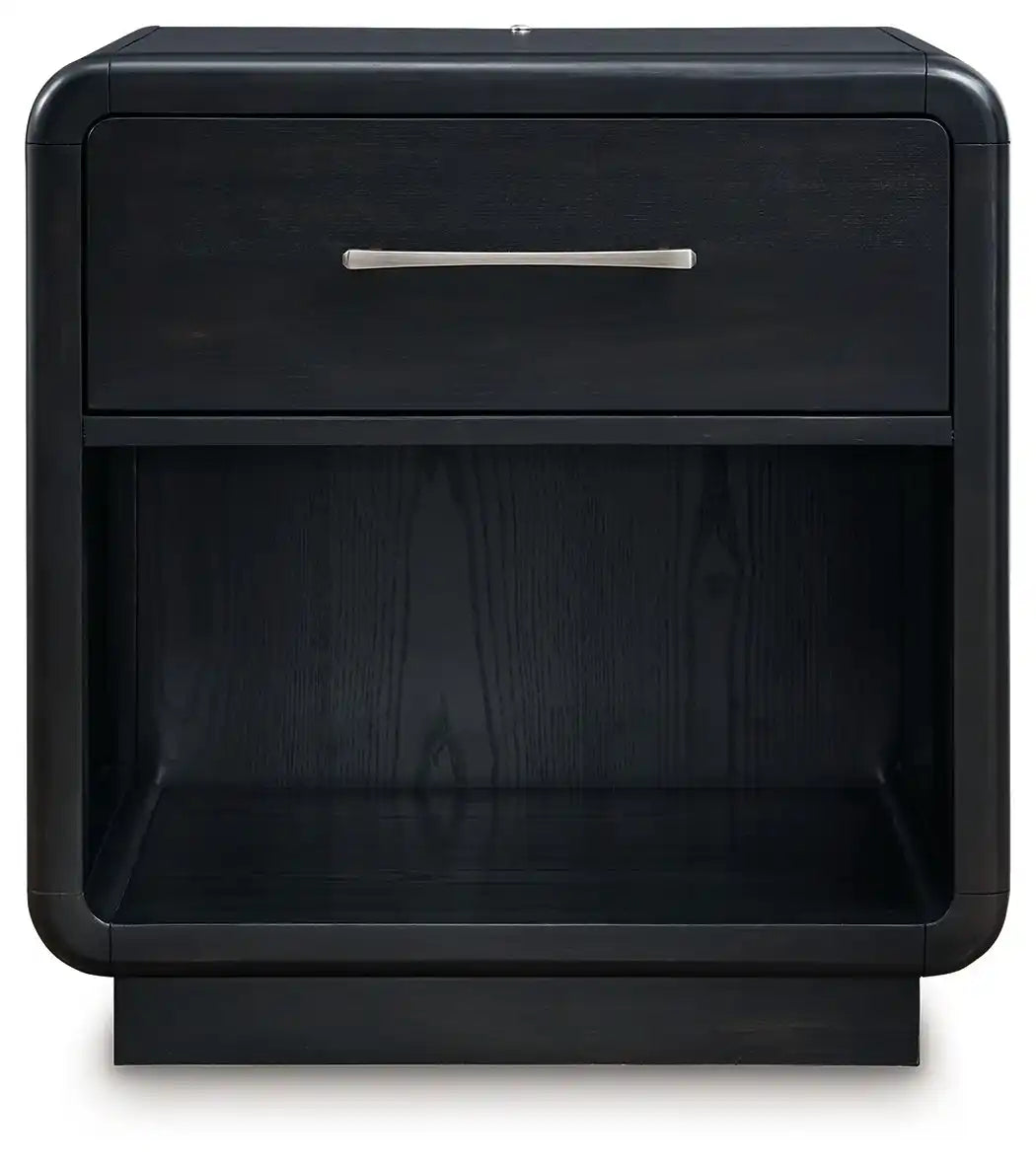 Rowanbeck - One Drawer Night Stand - Black - Best Buy Furniture
