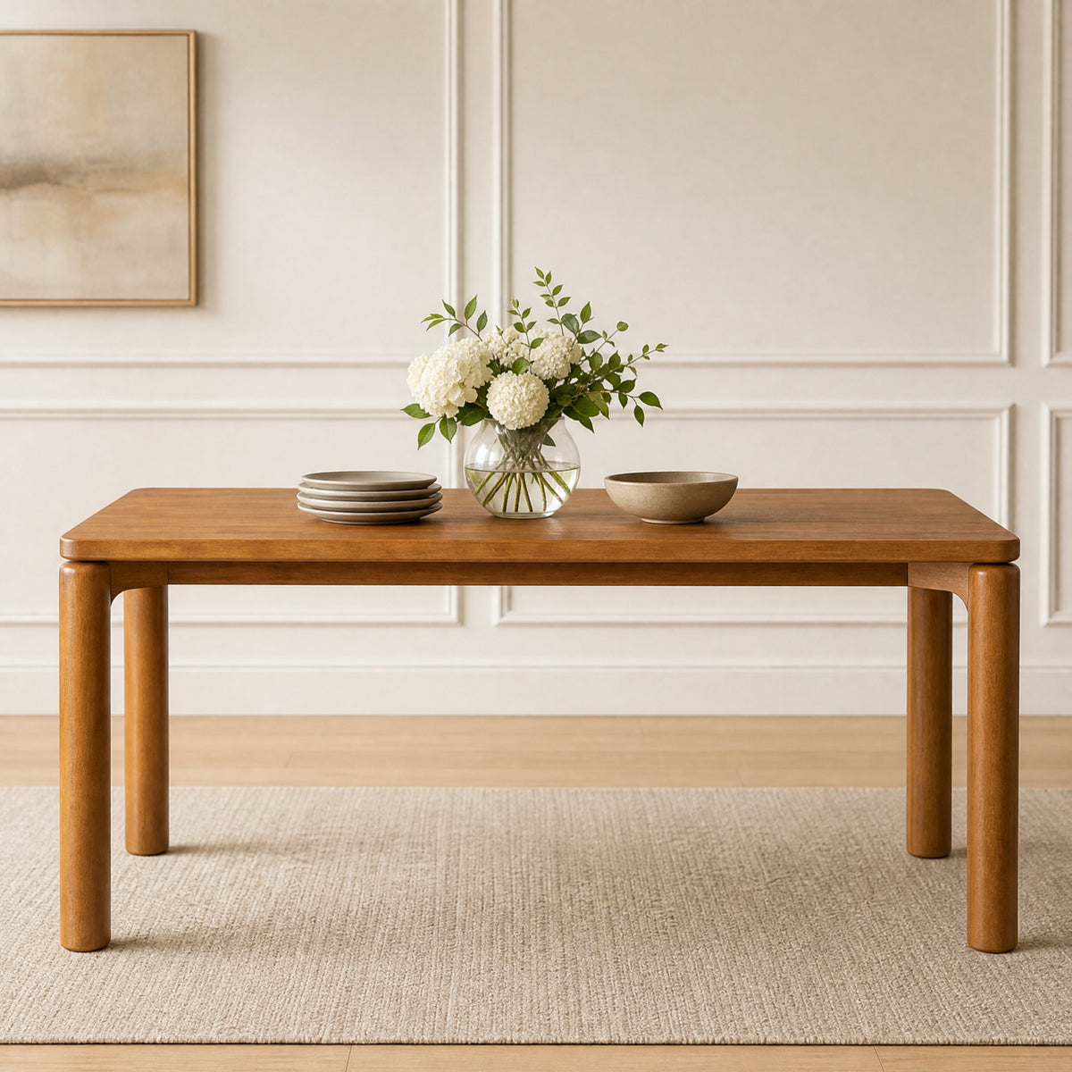 70.28" Rubber Wood Dining Table