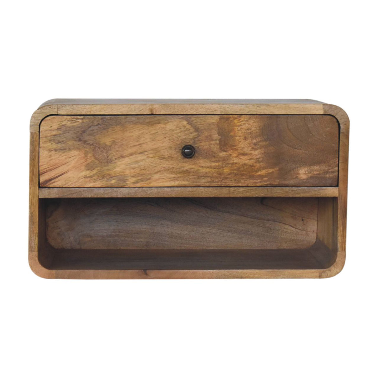 Solid Wood Large Floating Curve Open Slot Bedside