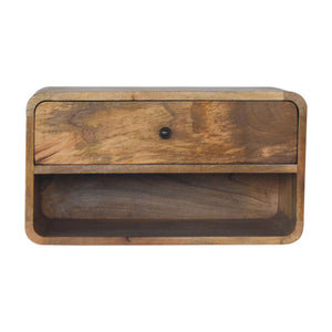 Solid Wood Large Floating Curve Open Slot Bedside