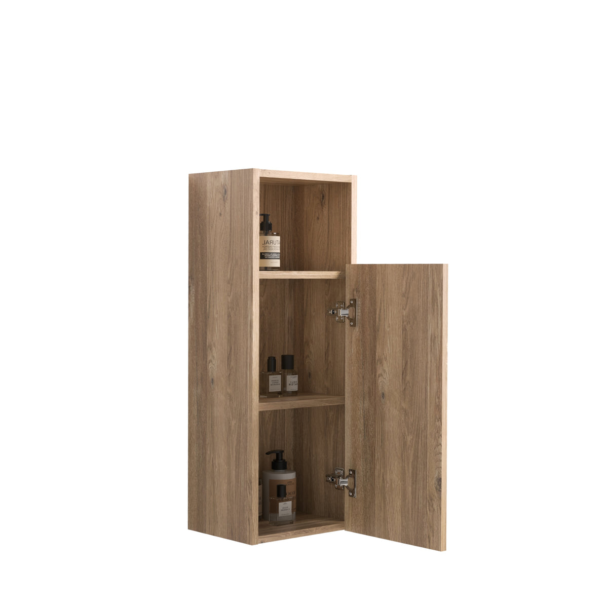 Rough Oak Wall-Mounted Bathroom Storage Cabinet, 12-Inch