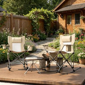 Set of 2 Rocking Park Chairs - Portable Folding Camping Chairs
