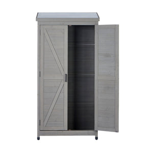 Outdoor Storage Shed With Vertical Tool Cabinet For Backyard