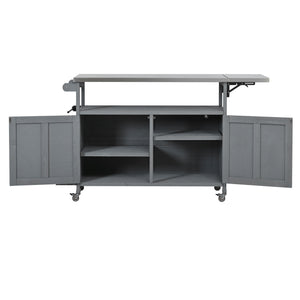 Foldable Outdoor Kitchen Island With Lockable Wheels, Storage Cabinet And Towel Rack For Patio