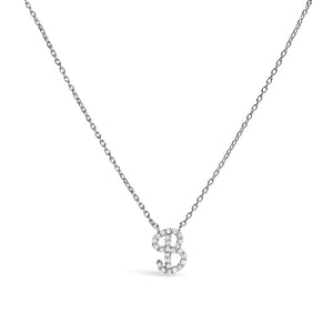 10K White Gold Diamond Accent "A" Initial Script Style Pendant Necklace