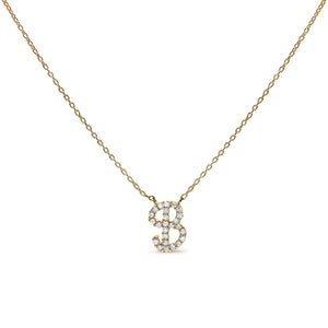 10K White Gold Diamond Accent "A" Initial Script Style Pendant Necklace