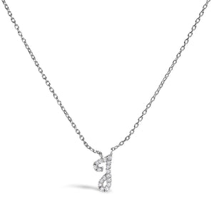10K White Gold Diamond Accent "A" Initial Script Style Pendant Necklace