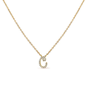 10K White Gold Diamond Accent "A" Initial Script Style Pendant Necklace