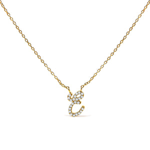 10K White Gold Diamond Accent "A" Initial Script Style Pendant Necklace