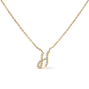 10K White Gold Diamond Accent "A" Initial Script Style Pendant Necklace