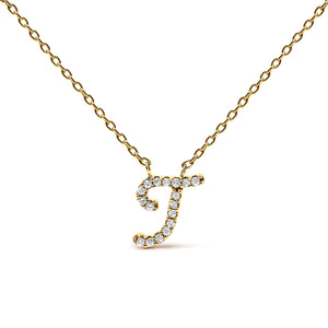 10K White Gold Diamond Accent "A" Initial Script Style Pendant Necklace