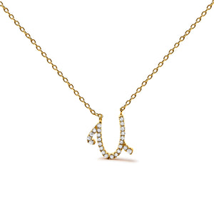 10K White Gold Diamond Accent "A" Initial Script Style Pendant Necklace