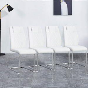 Modern Dining Chairs With Padded Seat, Metal Legs