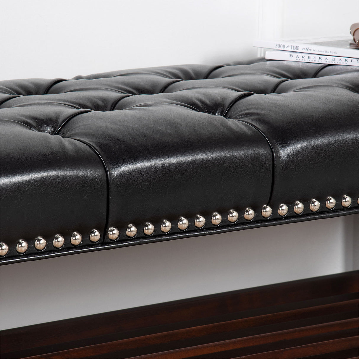 Bedroom End Of Bed Bench Tufted Upholstered End Of Bed Bench End Of Bed Entrance Shoe Bench With Nailhead Trim And Shelf Bedroom Upholstered Bench Living Room Shoe Rack Footstool