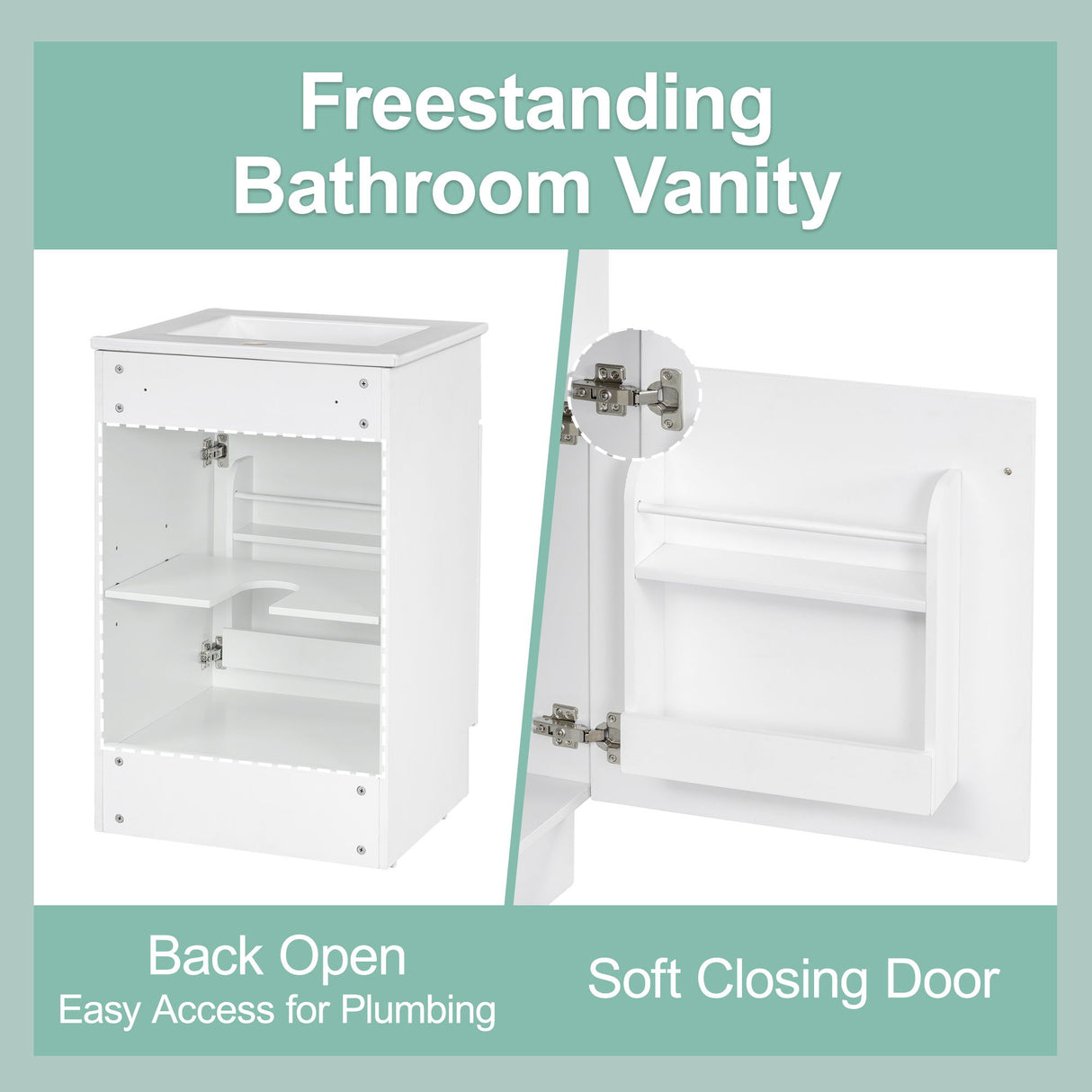 Bathroom Vanity With Sink, Cabinet With Adjustable Shelf
