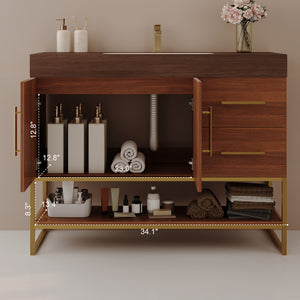 36" Modern Free-Standing Bathroom Vanity with Seamless Ceramic Sink