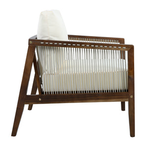Outdoor Club Chairs (Set of 2), Acacia Wood Frame with Rope Back, Water-Repellent