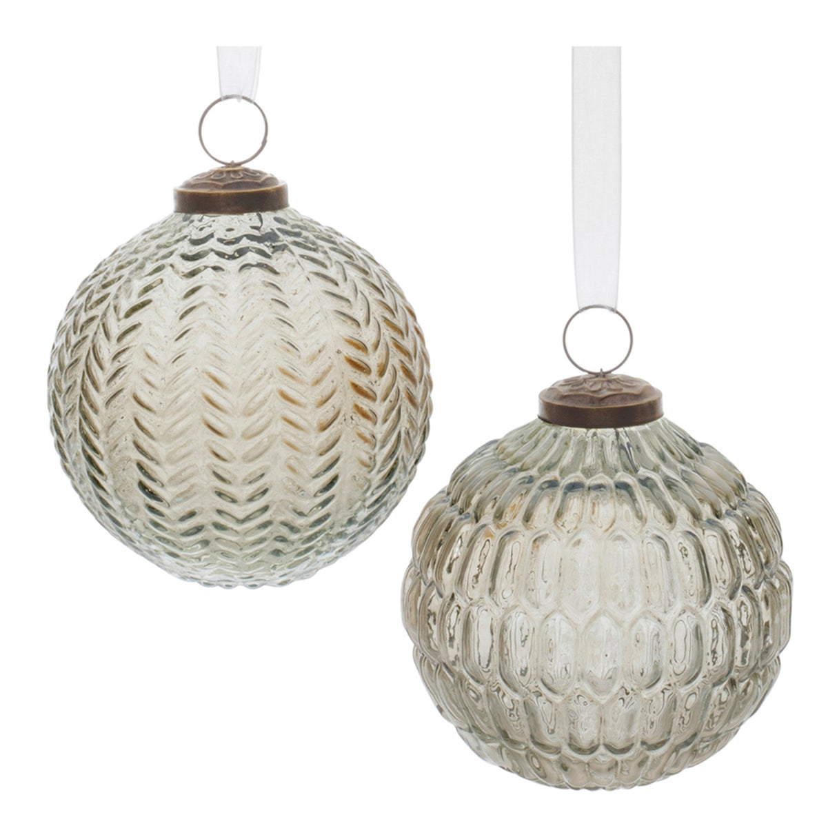 Grey-Textured-Frost-Glass-Glass-Ornament-(Set-of-4)-Christmas-Ornaments