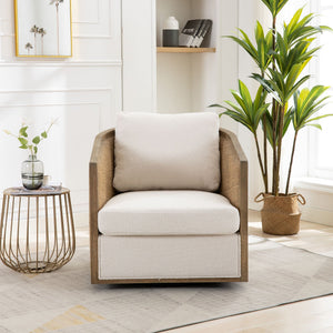 Barrel, Comfy Round Accent Sofa Chair With 360 Degree Swivel, Leisure Arm