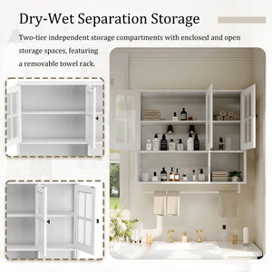 3 Door Wall Cabinet With Glass Door And Towel Bar