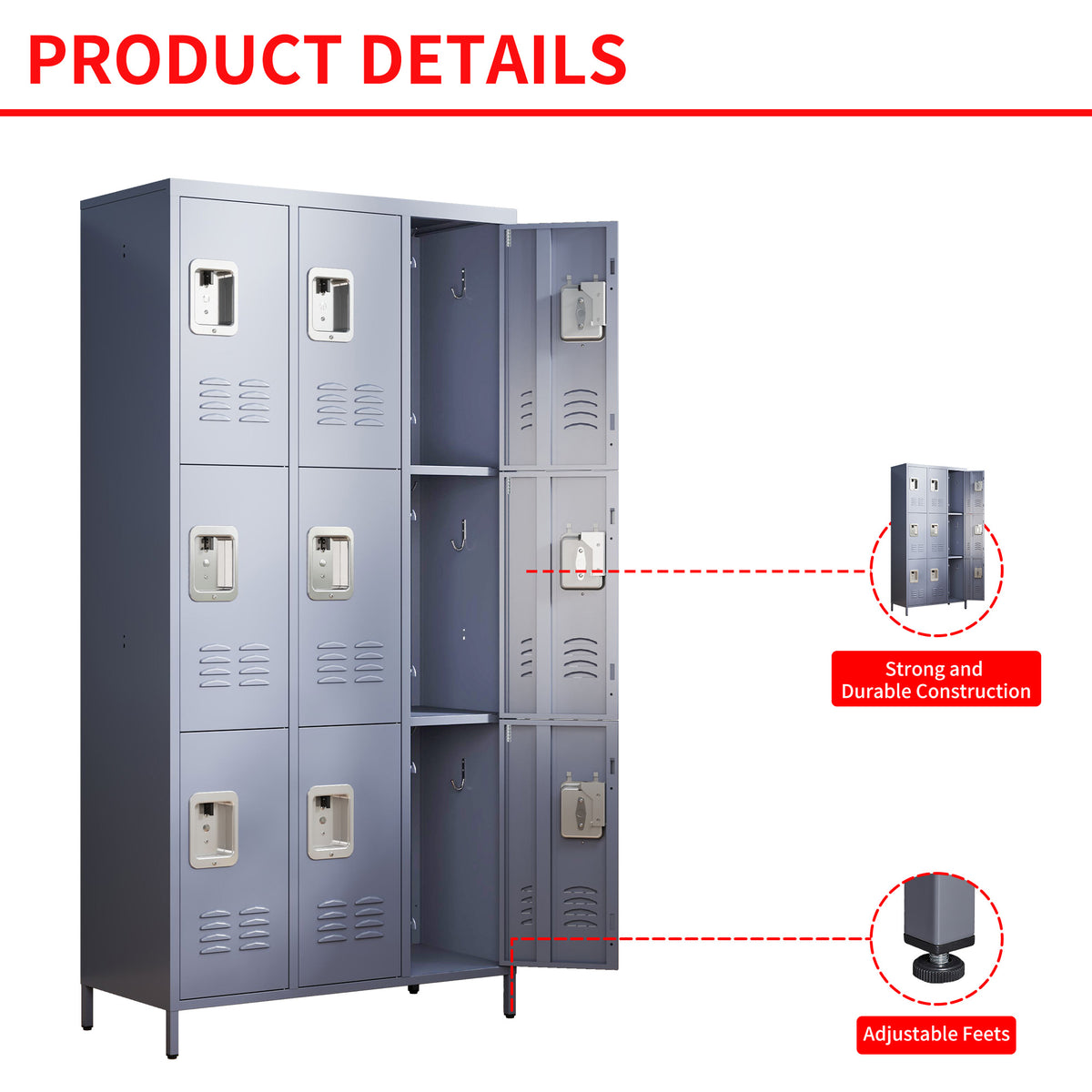 9 Door 72"H Metal Lockers