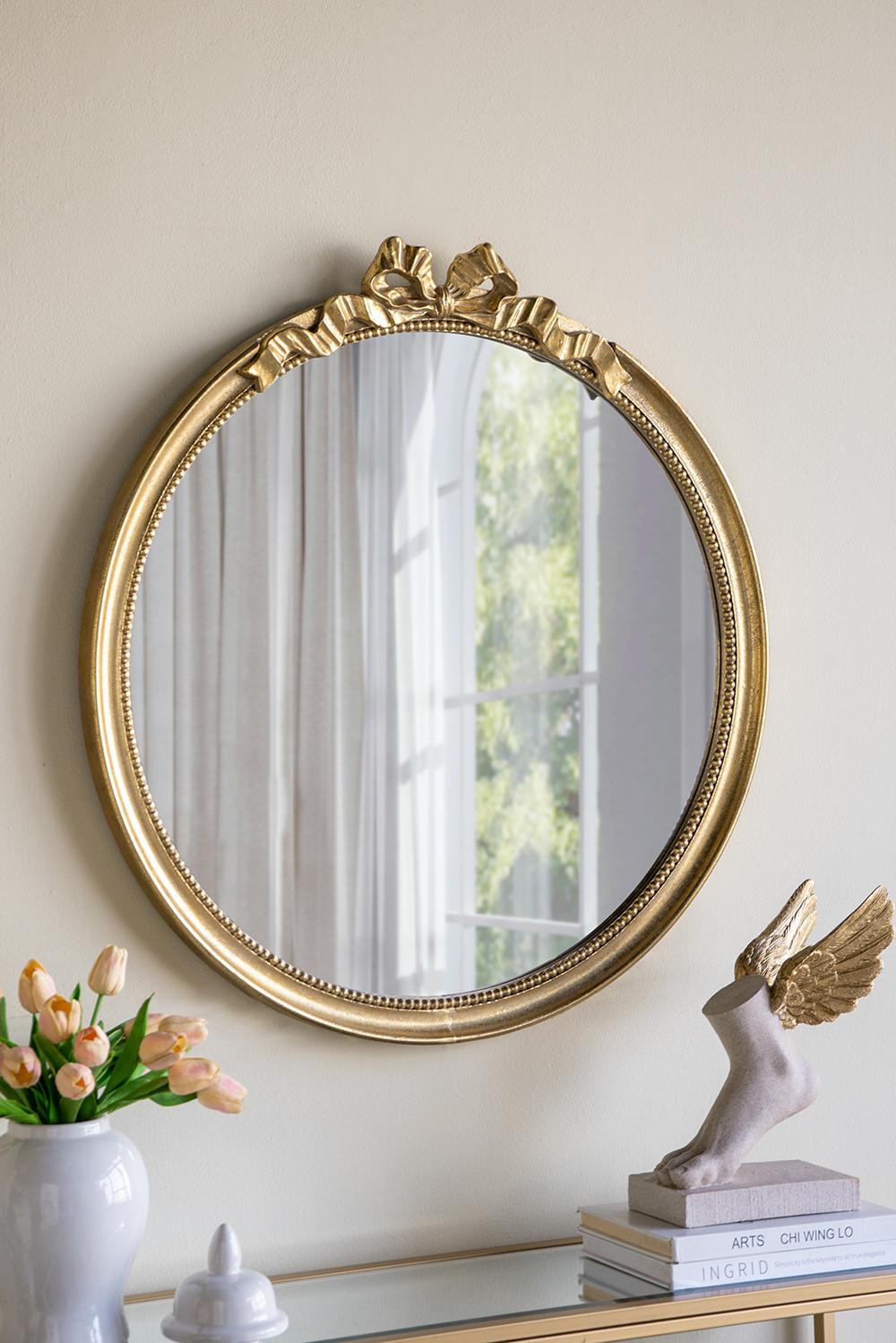 30x1.5x32" Round Wall Mirror with Ornate