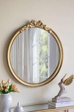 30x1.5x32" Round Wall Mirror with Ornate