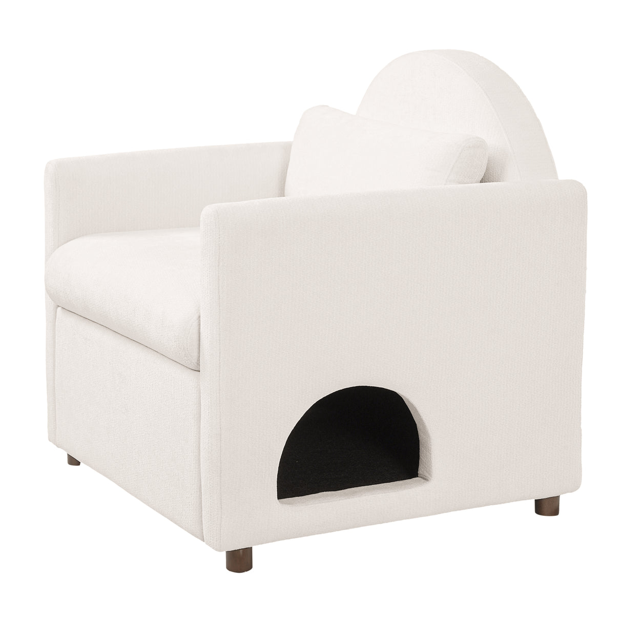 Beige Pet Friendly Accent Chair with Hidden Pet Nook