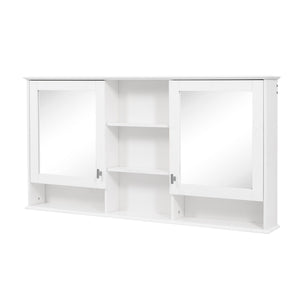 Wall Mount Mirror Cabinet With Adjustable Shelves - White