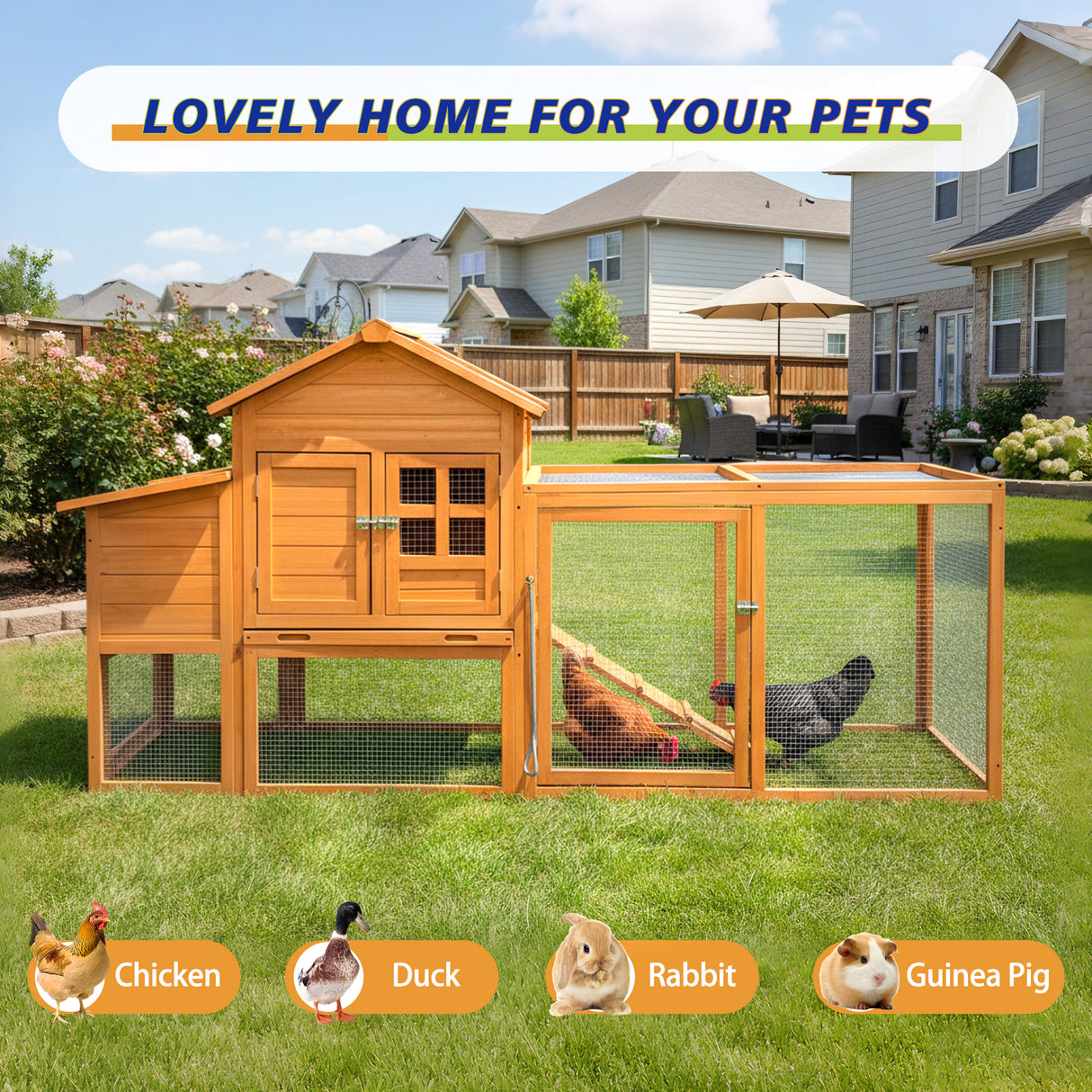 80" Chicken Coop with Nest Box