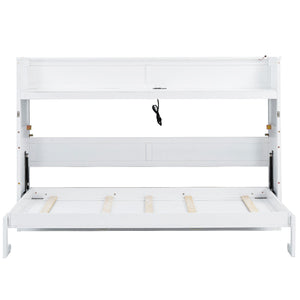 Murphy Bed With Desk, LED Light And USB Charging Station