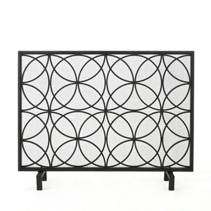 Thayer - Single Panel Iron Fireplace Screen With Geometric Design - Best Buy Furniture