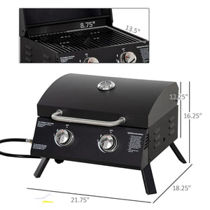 21.75" Portable Grill with 2 Burners Camping