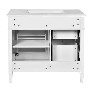 Bathroom Vanity With Mirror Cabinet, Single Sink With 2 Soft Closing Doors And 4 Drawers