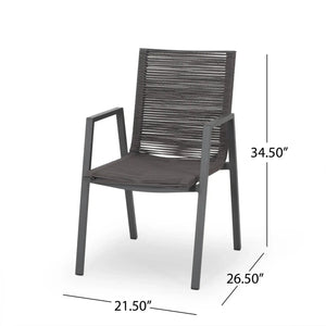 Outdoor Modern Aluminum Dining Chair Set With Rope Sea (Set of 2) - Best Buy Furniture