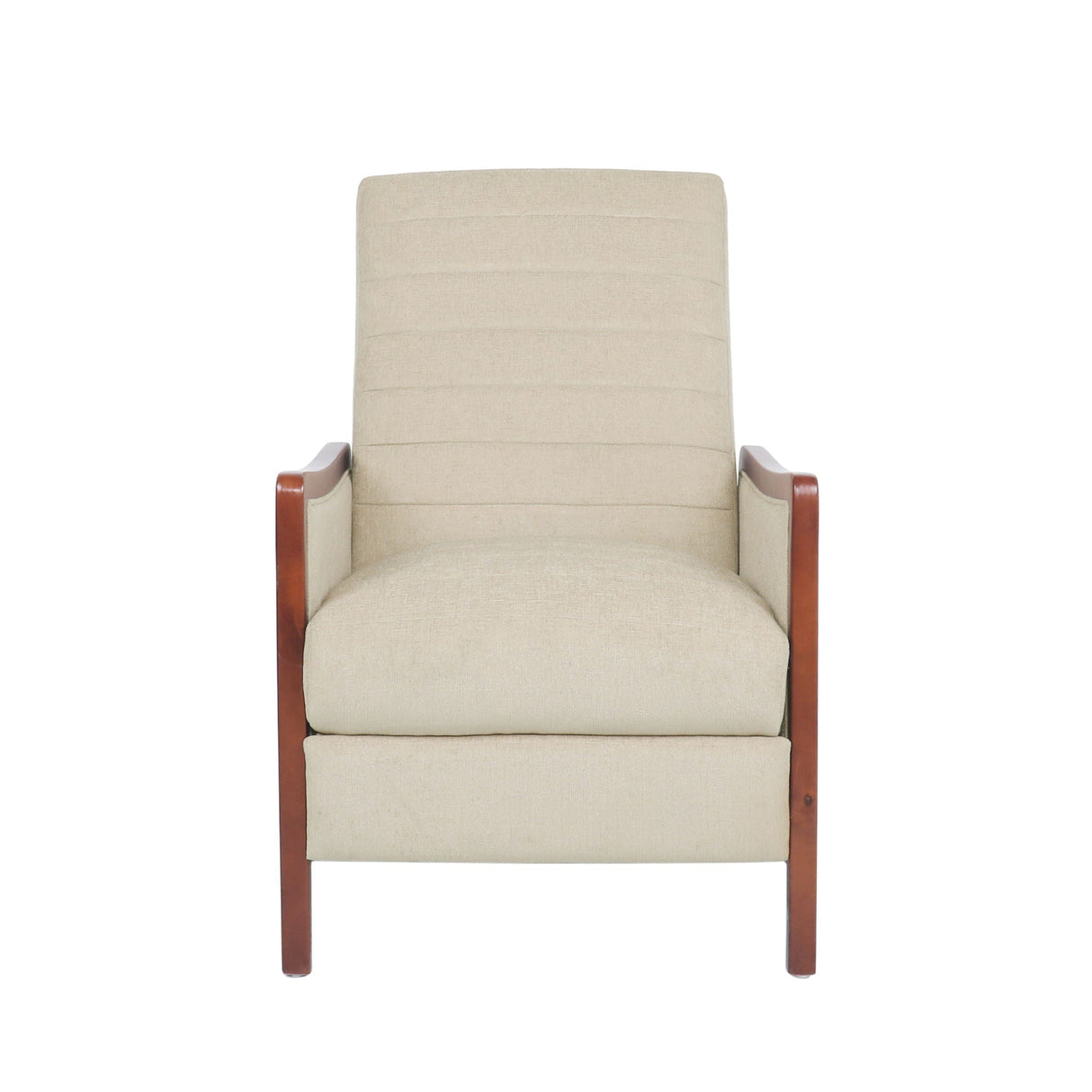 Mid Century Modern Fabric Channel Stitch Wood Pushback Recliner - Best Buy Furniture
