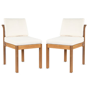 Acacia Wood Outdoor Dining Chair (Set of 2), Teak Finish Wood +