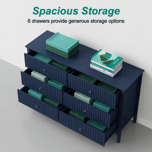 Modern 6 Drawer Fluted Dresser