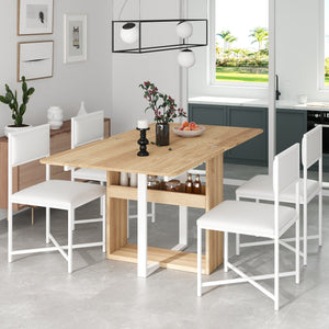 TOPMAX Modern Compact 63-inch 5-Piece Extendable Dining Table Set