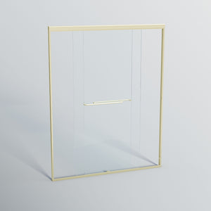 Double Sliding Shower Door, Semi-Frameless Bypass Bathroom Sliding Door With 1/4" (6 Mm) Tempered Glass For Walk-In Shower