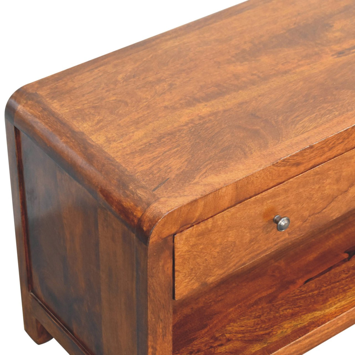 Solid Wood Aspen Media Unit, 3-Drawers, Open Slot, Chestnut
