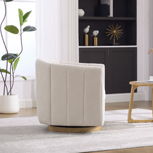 Upholstered Chenille Swivel Barrel Chair