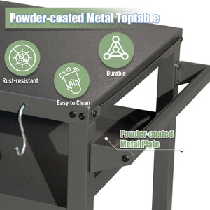 3-Shelf Outdoor Grill Table with Wheels