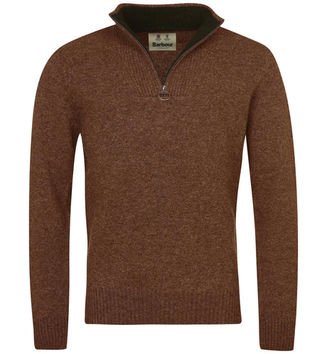 Barbour Men's Nelson Essential Quarter Zip Sweater - Sand Brown