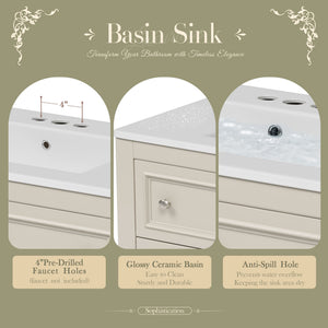 Bathroom Vanity Cabinet With Undermount Sink, 4 Drawer Set
