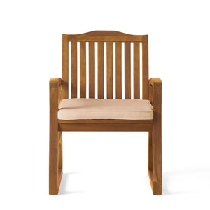 Della - Wood Armchair (Set of 2) Outdoor Dining Chairs - Cream