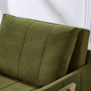 Upholstered Convertible Sleeper Sofa With 5 Position Backrest, Side Pockets, Storage
